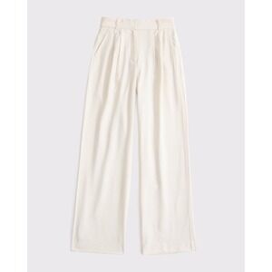 Abercrombie & Fitch Sloane Crepe Tailored Wide Leg Pant Beige Size 34R New W Tag